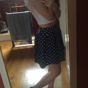Blue and white polka dot skirt
